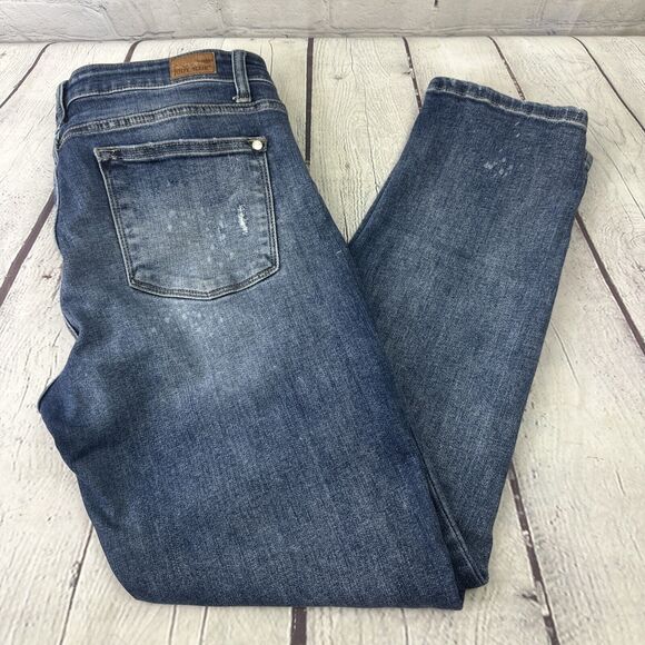Judy Blue Jeans Womens 11/30 Blue Boyfriend Fit Distressed Stretch Mid Rise - Picture 1 of 13